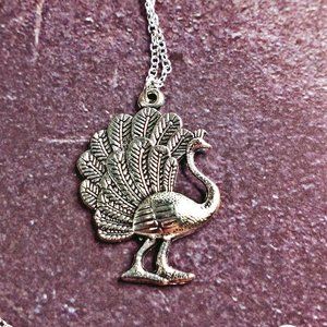 Silver Peacock Necklace